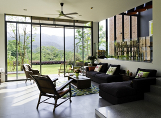 Modern living room staged for sale 